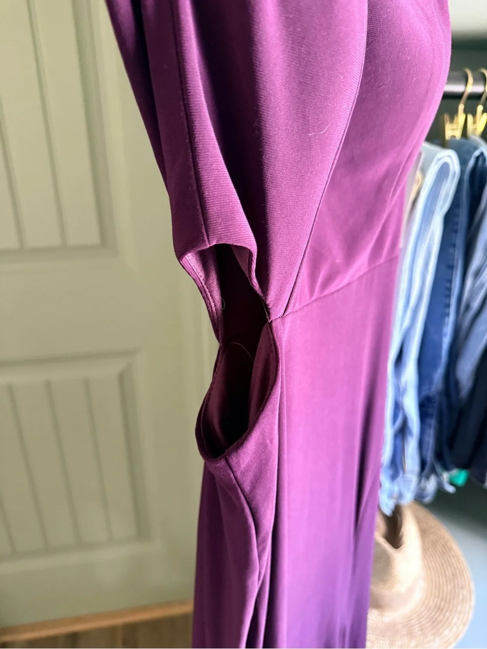 Juniors Julip Elegant One-Shoulder Purple Maxi Dress with side cutout